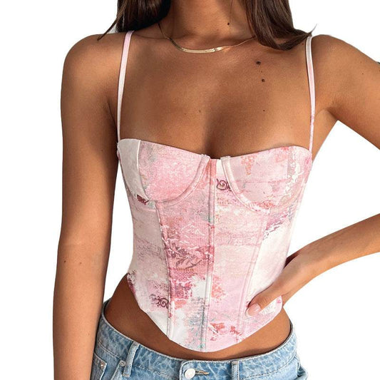 Buycenter Women's Sling Top - Printed Hot Girl Belt, Floral Pattern - Buy Center