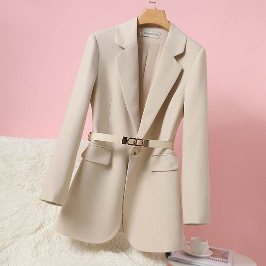 Buycenter Women's Straight Tube Suit Jacket - Long Sleeve Wool Blend - Buy Center