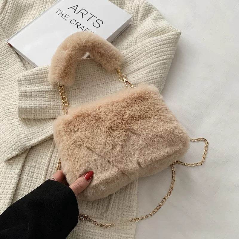 Stylish Square Plush Chain Bag - Soft Shoulder Bag for Urban Fashion - Buy Center