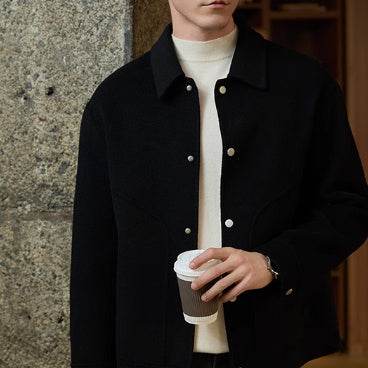 Men's Woolen Coat - Stylish Double-Faced Jacket for Autumn & Winter - Buy Center