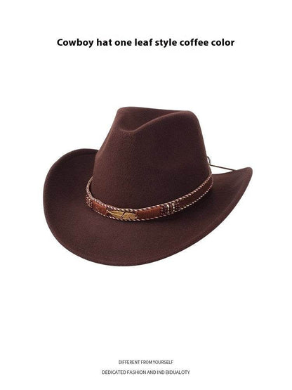 European & American Woolen Cowboy Hat - Stylish Adjustable Fit for All - Buy Center