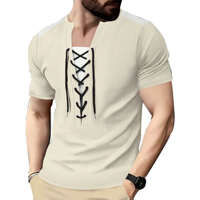 Buycenter Casual Multicolor Stitching Top - Round Neck, Short Sleeve - Buy Center