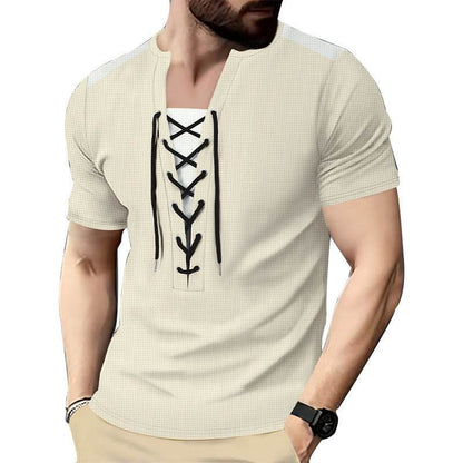 Buycenter Casual Multicolor Stitching Top - Round Neck, Short Sleeve - Buy Center