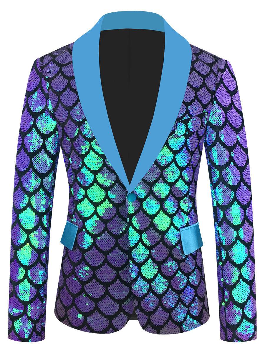 Men's Velvet Colorful Sequined Costume - Slim Fit & Unique Pocket Style - Buy Center