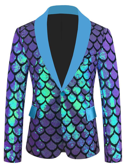 Men's Velvet Colorful Sequined Costume - Slim Fit & Unique Pocket Style - Buy Center