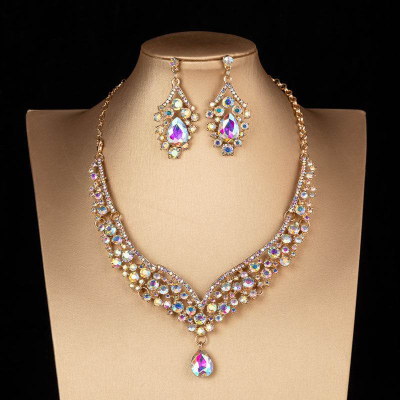 Elegant Bridal Crown with Matching Jewelry - Alloy Diamond Headdress - Buy Center