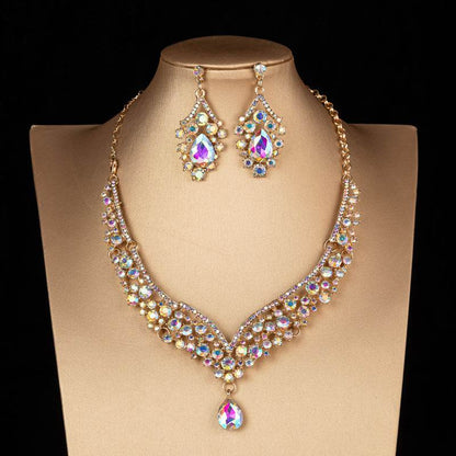 Elegant Bridal Crown with Matching Jewelry - Alloy Diamond Headdress - Buy Center
