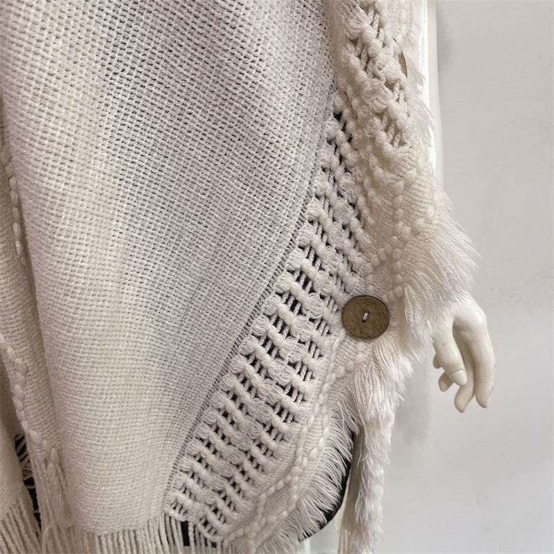 Plus Size Hooded Pullover Sweater - Batwing Tassel Design for Winter - Buy Center