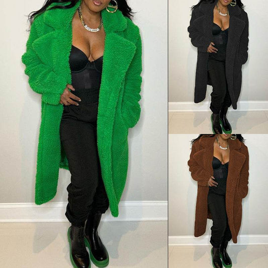 Buycenter Women's Lapel Trench Coat - Long Sleeve Fashion Outerwear - Buy Center