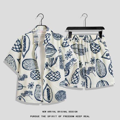 Hong Kong Style Retro Printed Shirt - Men's Short Sleeve Summer Top - Buy Center