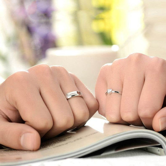 S925 Silver Couple Ring - Heart Shape Design for Him & Her Love - Buy Center