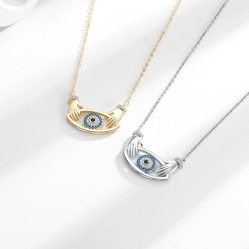 Buy Center Women's Hug Pendant Necklace - Stylish Geometry in White & Yellow Gold - Buy Center
