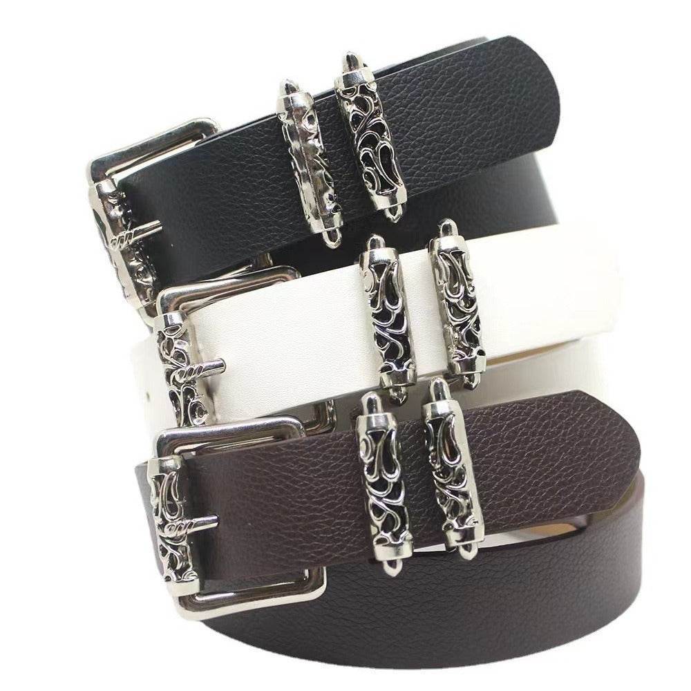 New Style Silver Alloy Crook Pin Buckle Belt - Elegant Imitation Leather - Buy Center