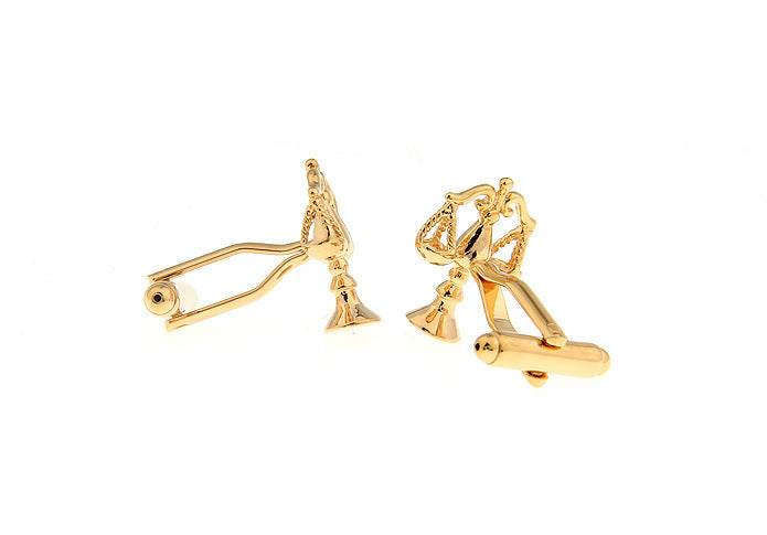 Earthy Gold Scale Balance Cufflinks - Elegant Copper Design for Men - Buy Center