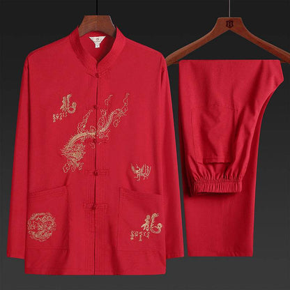 Men's Two-Piece Pajama Set - Comfortable & Stylish for Spring & Autumn - Buy Center