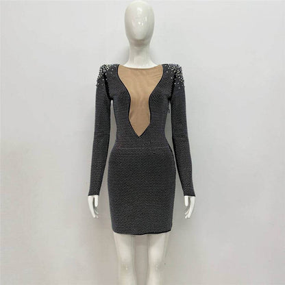 Sexy Rhinestone Bandage One-Piece Dress - Stunning Bridesmaid Outfit 2025 - Buy Center