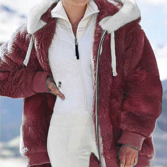 Buycenter Women's Hooded Zipper Sweater - Warm Loose Winter Coat - Buy Center