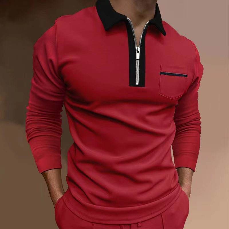Buycenter Slim Fit Long Sleeve Men's T-Shirt - Zipper Decoration Styles - Buy Center