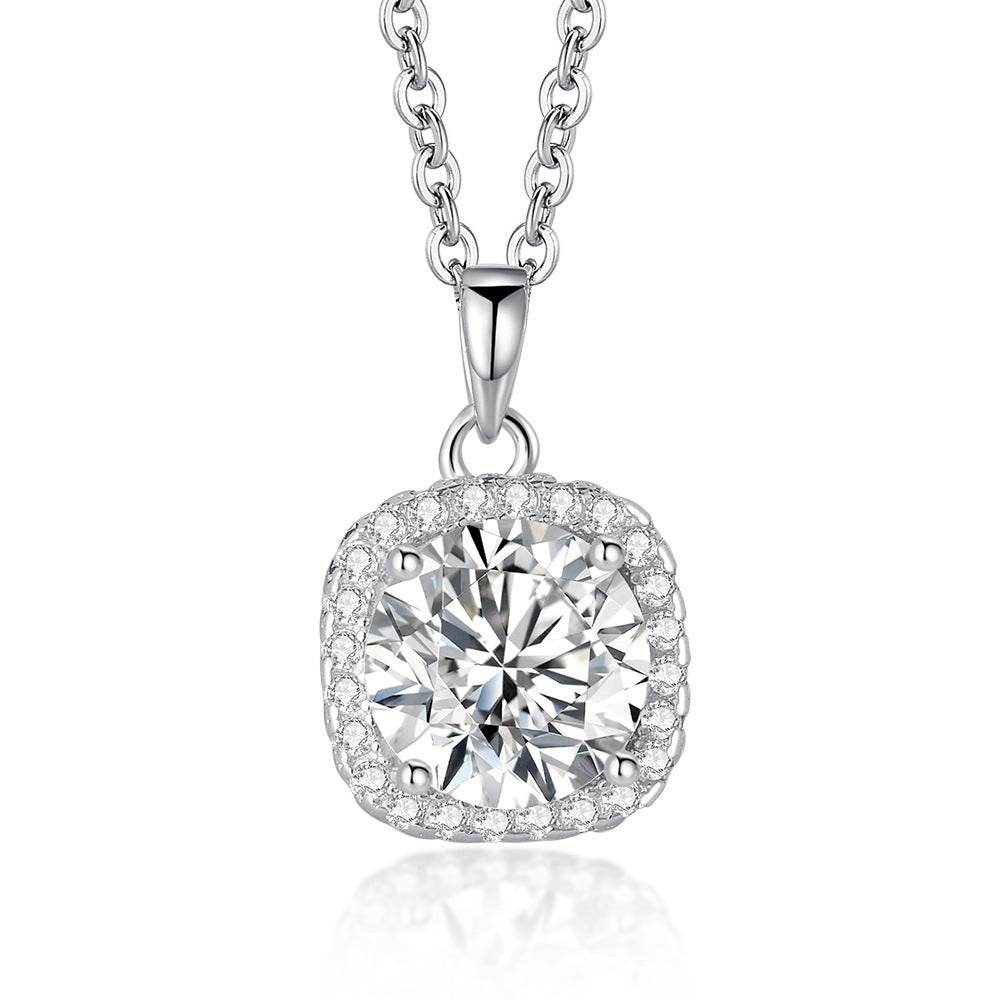 Buycenter S925 Sterling Silver Necklace - 1 Karat Happiness Clavicle Chain - Buy Center