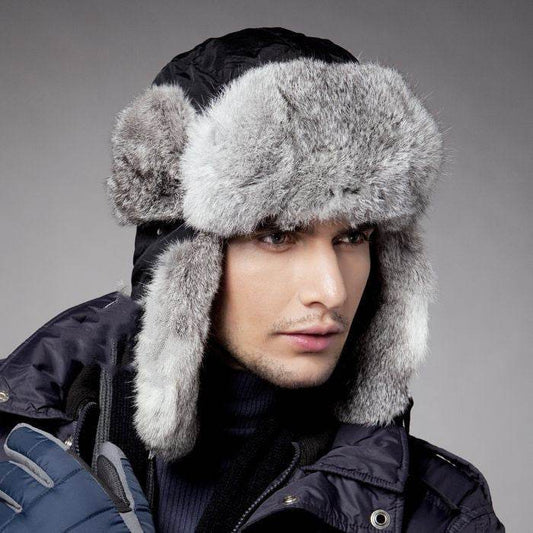 Couples Rabbit Fur Ski Hat - Waterproof & Stylish for Winter Fun - Buy Center