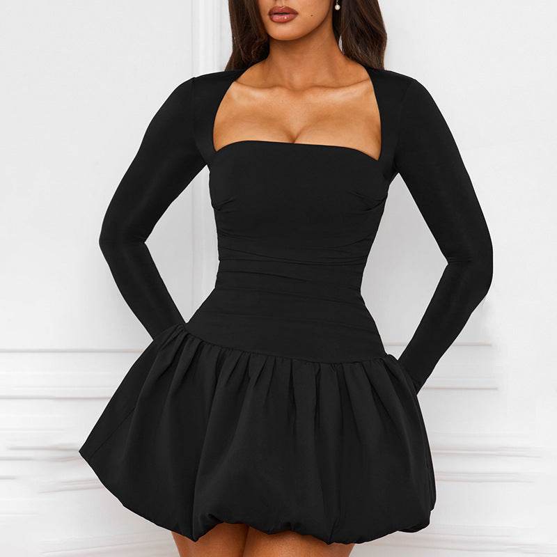 Elegant Backless Long Sleeve Dress - High Waist Bud Skirt in 3 Colors - Buy Center