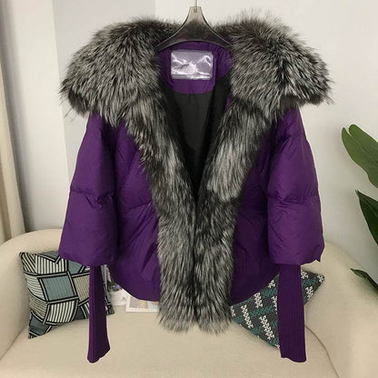 Buycenter Women's White Duck Down Jacket - Temperament Style with Pockets - Buy Center