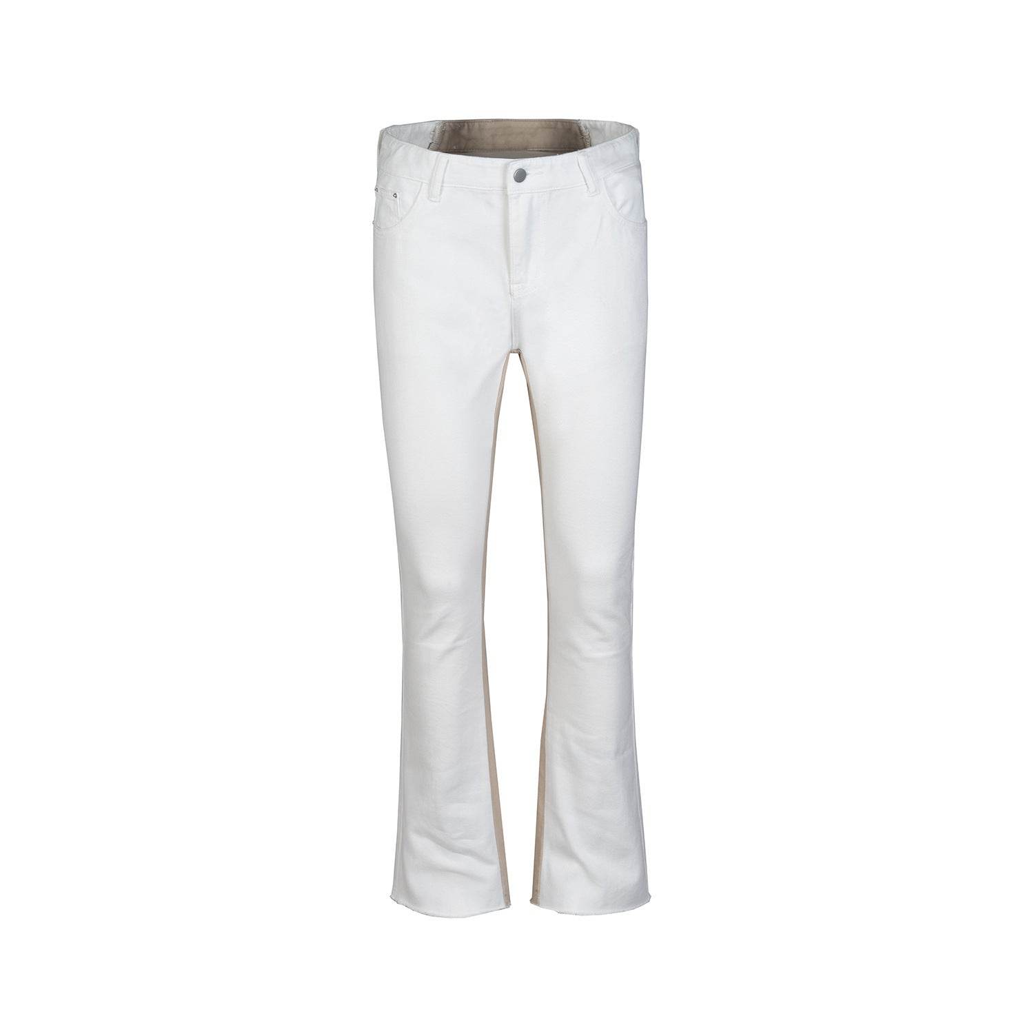 Buycenter Color Contrast Fashion Jeans - Tassel Slight Flared Pants - Buy Center