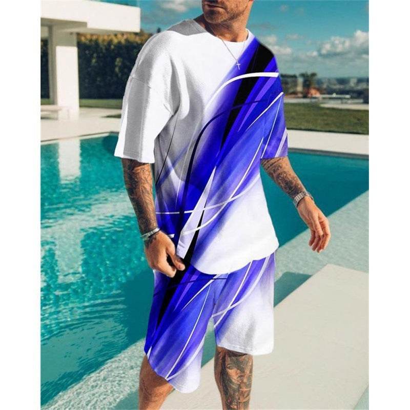 Casual Short Sleeve Leisure Set for Men - Stylish Geometric Design 2025 - Buy Center