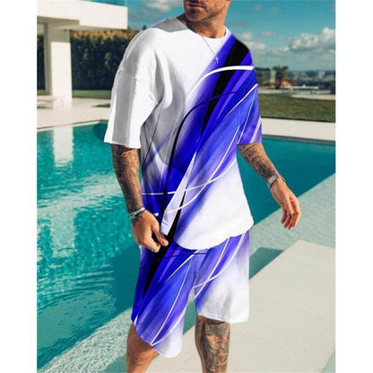 Casual Short Sleeve Leisure Set for Men - Stylish Geometric Design 2025 - Buy Center