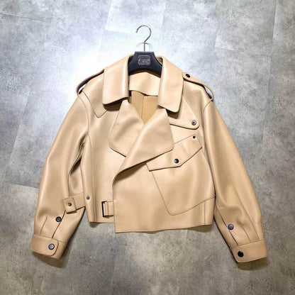 Women's Genuine Leather Sheepskin Jacket - Chic Loose-Fit Short Coat - Buy Center