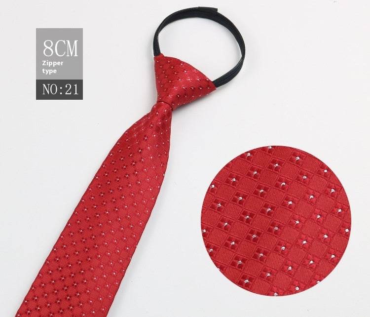 Black Striped Blue Business Tie - Lazy Zip Closure for Easy Wear - Buy Center