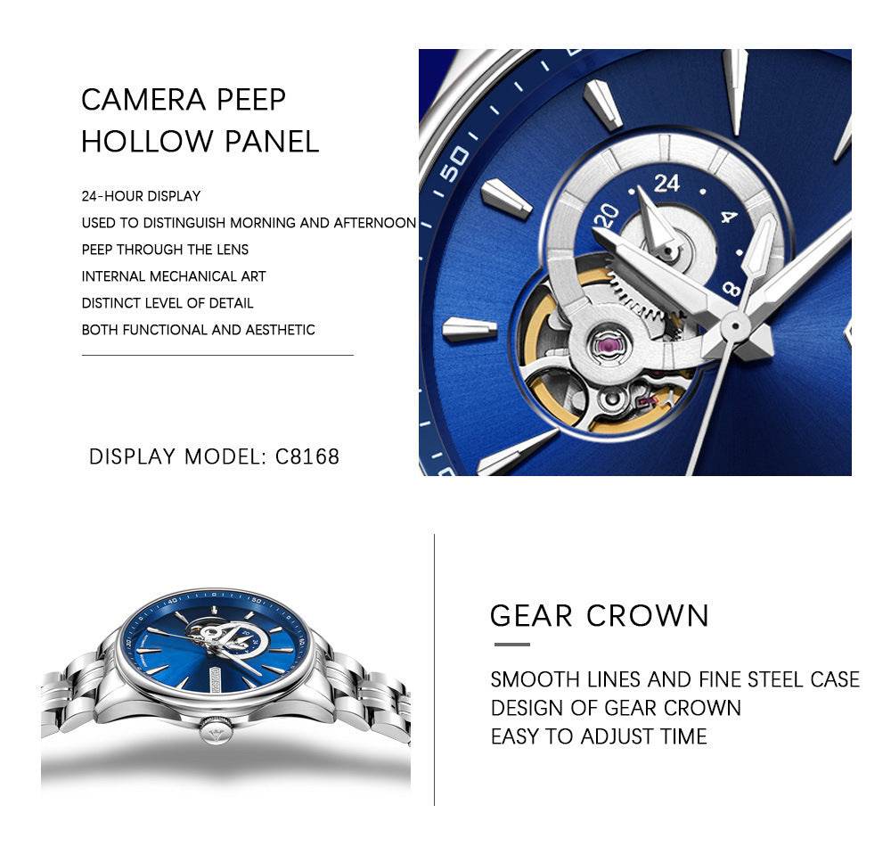 Buy Center Mechanical Watch - Luminous Display, 50m Waterproof, 42mm Dial - Buy Center