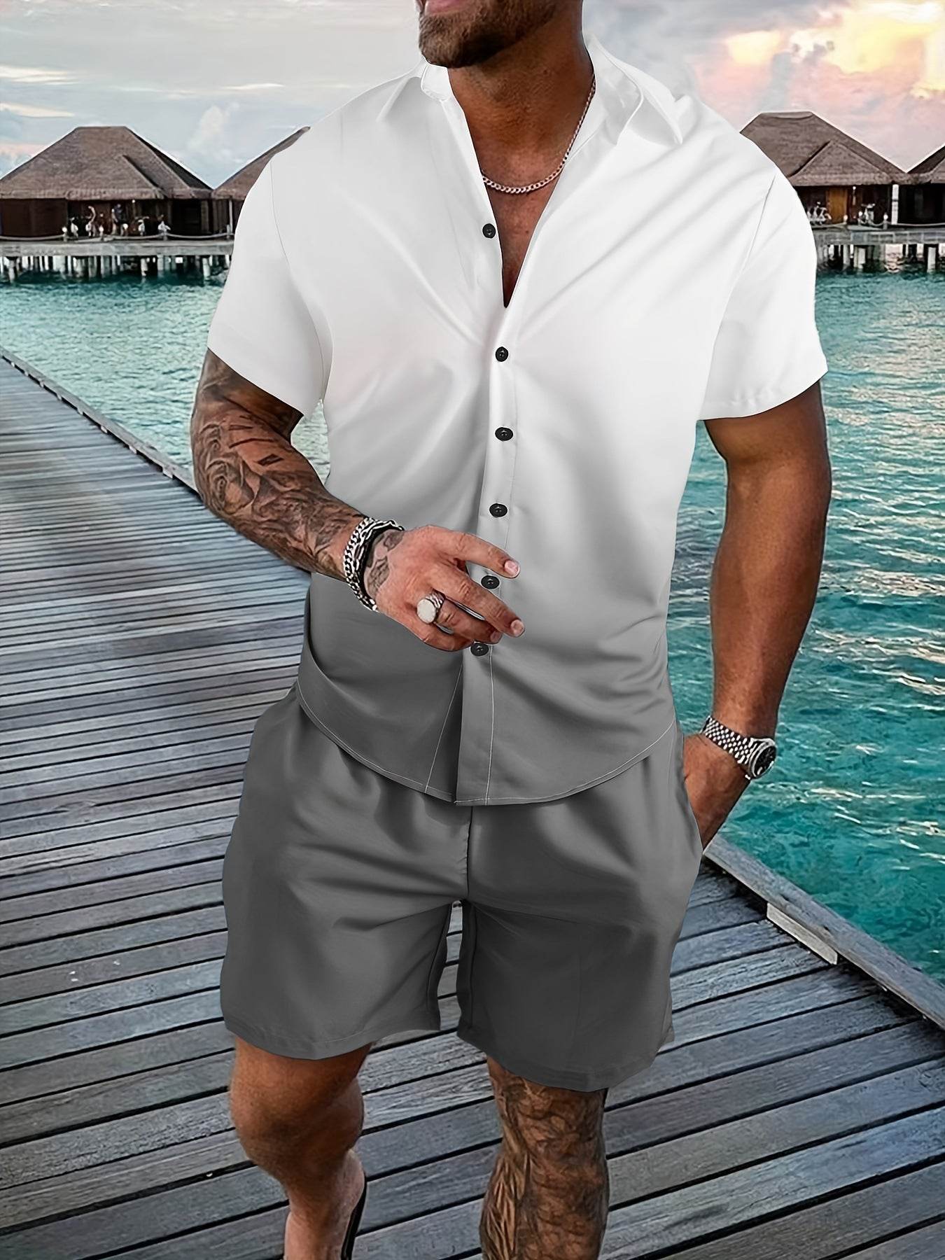 Coconut Tree 3D Printed Suit - Men’s Trendy Summer Casual Outfit - Buy Center