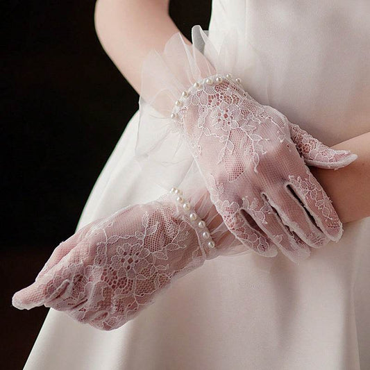 Women's Exquisite Lace Pearl Gloves - Elegant Chic Style for Every Occasion - Buy Center