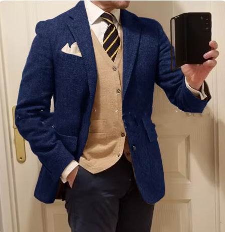 Buycnter Slim Fit Herringbone Coat - Stylish Blazer for Modern Men - Buy Center