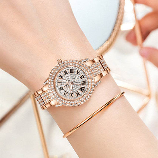 Elegant Women's Fashion Diamond Watch - Waterproof Alloy Bracelet Style - Buy Center