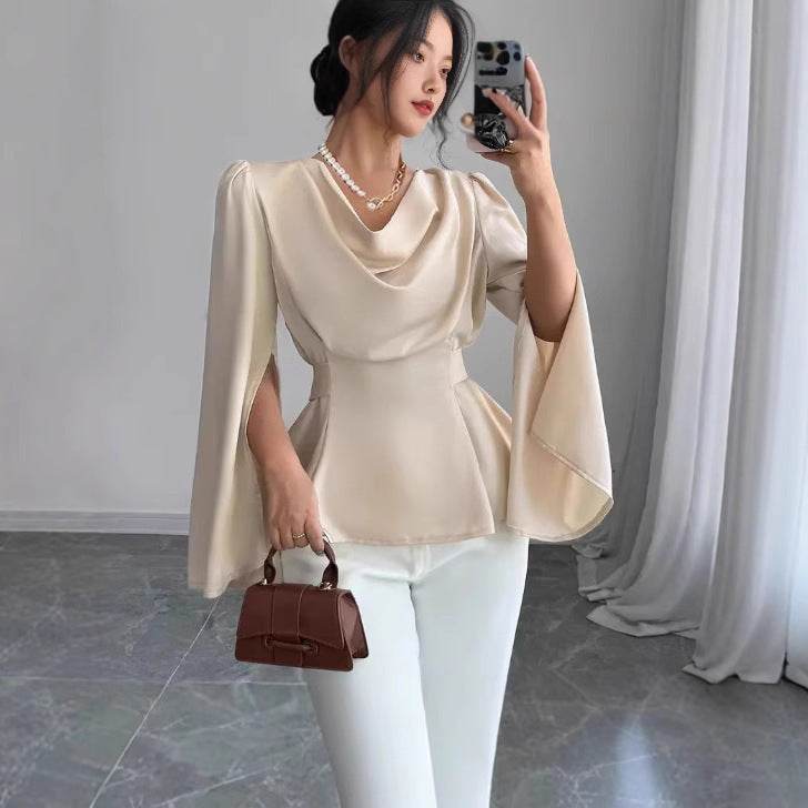 Women's Satin Flare Sleeve Shirt - Elegant Blouse for Modern Style 2025 - Buy Center