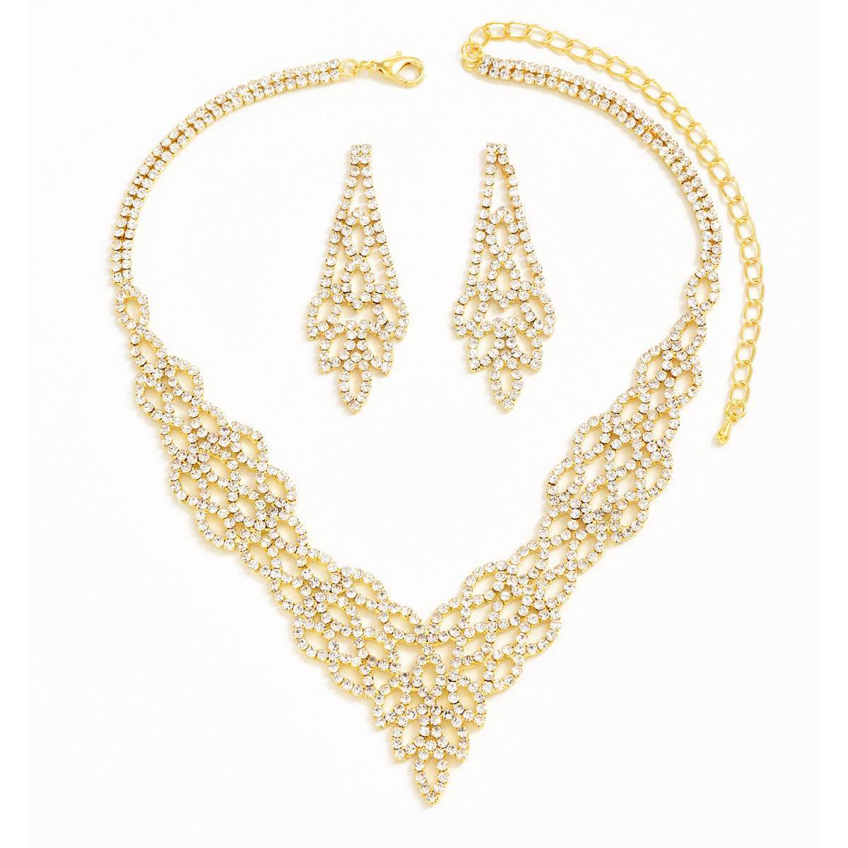 Silver Crystal Stone Necklace Set - Trendy Sun & Moon Jewelry for Women - Buy Center