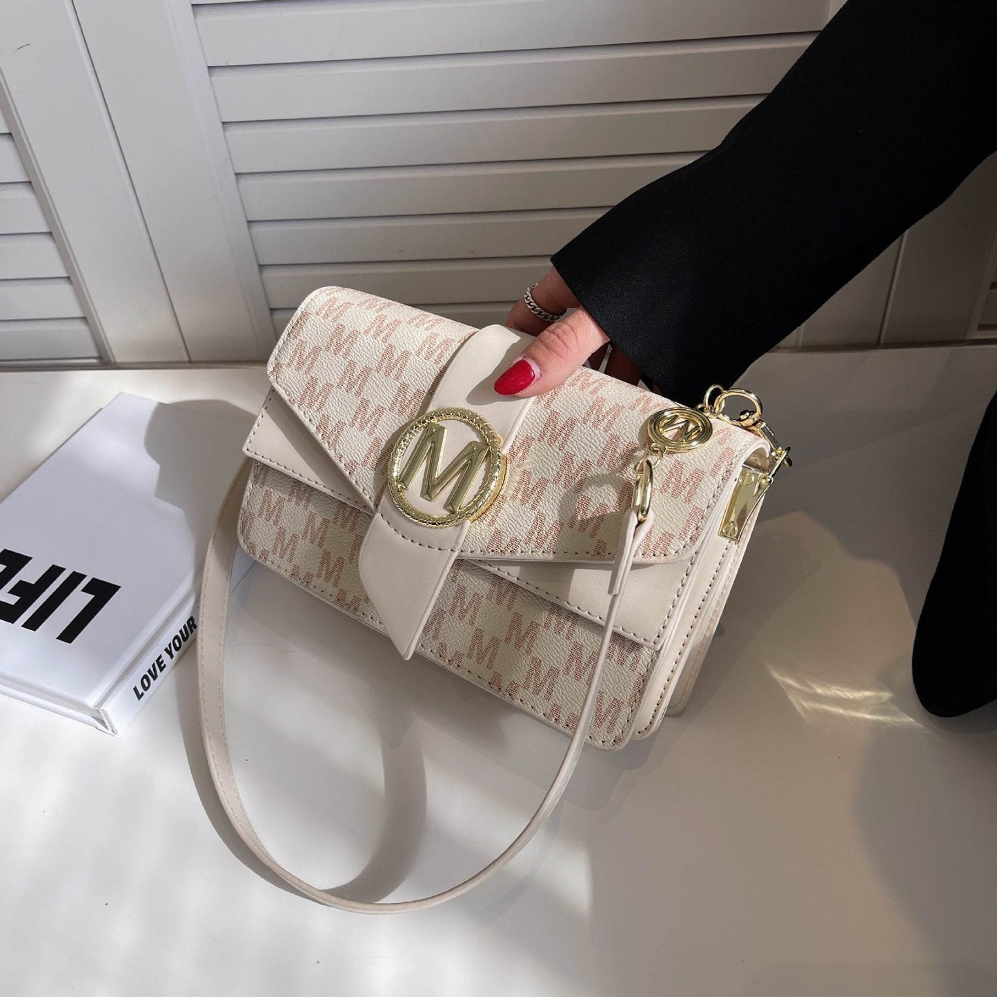 Buycenter Niche Printed Letter Shoulder Bag - Urban Style, Medium Hardness - Buy Center
