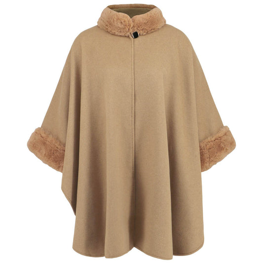 Elegant Women's Fur Collar Coat - Fashionable Mid-Length Trench Cape - Buy Center