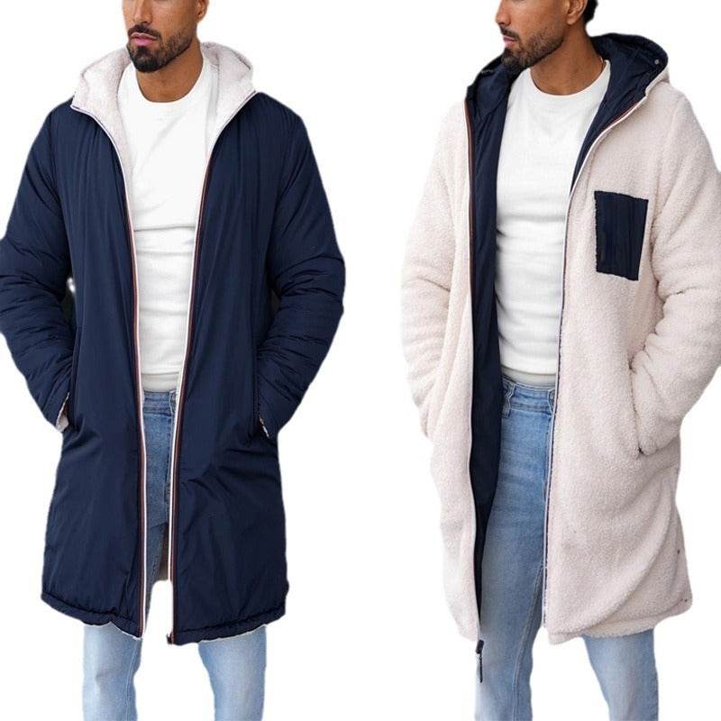 Men's Double-Sided Hooded Zipper Coat - Stylish Windbreaker for Fall/Winter - Buy Center