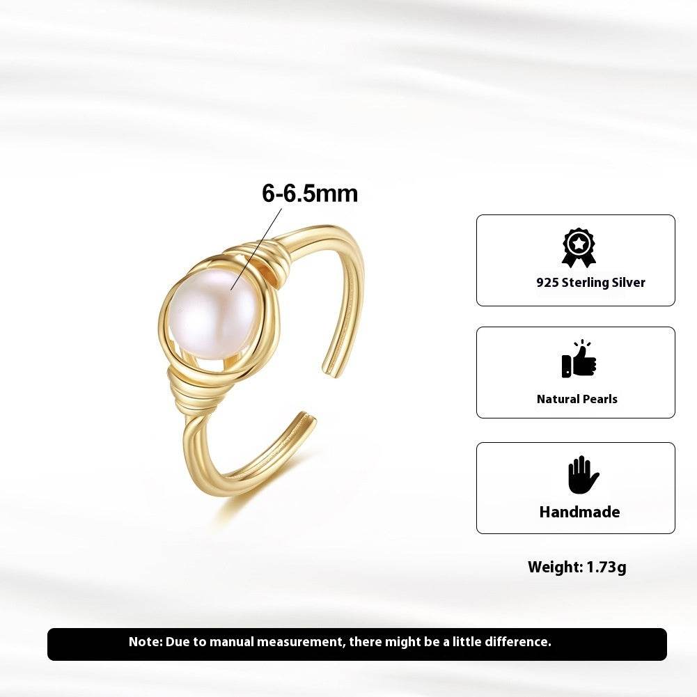 Elegant 925 Silver Baroque Freshwater Pearl Ring - Modern Stylish Design - Buy Center
