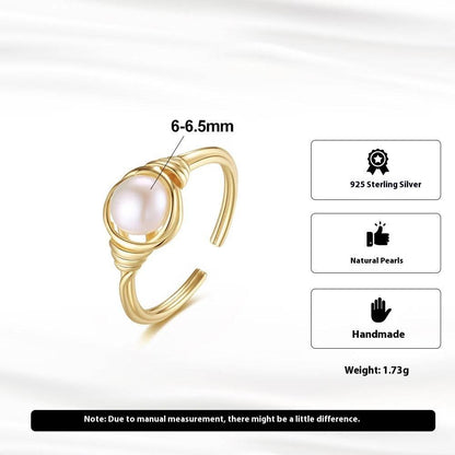 Elegant 925 Silver Baroque Freshwater Pearl Ring - Modern Stylish Design - Buy Center
