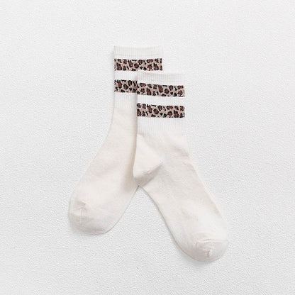 Mid-Calf Leopard Print Socks for Women - Stylish Cotton Comfort 2025 - Buy Center