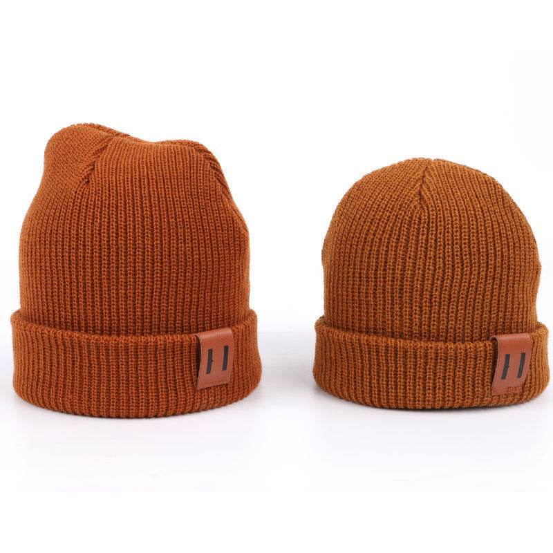 Casual Leather Knitted Baby Cap - Stylish Thermal Beanie for All Ages - Buy Center