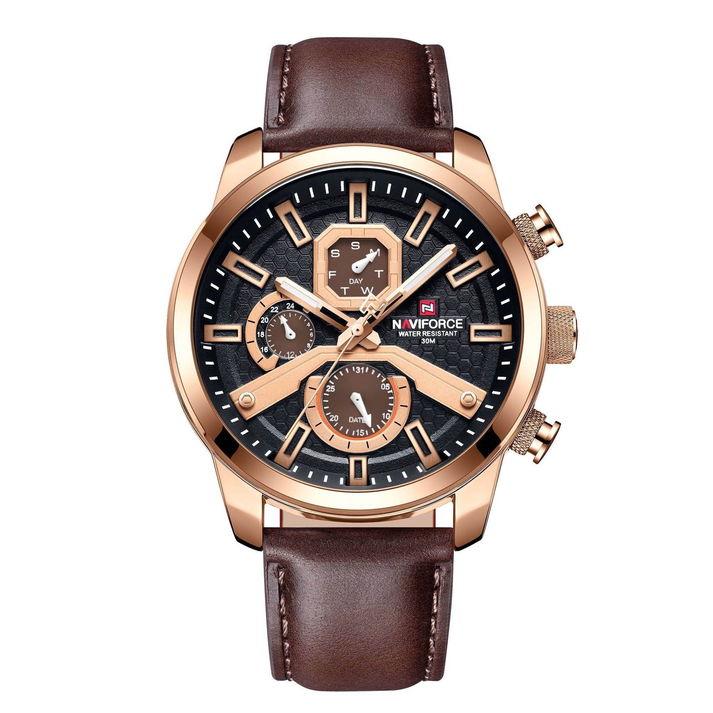 Men's Luminous Waterproof Watch - Stylish Leather Band, Large Dial - Buy Center