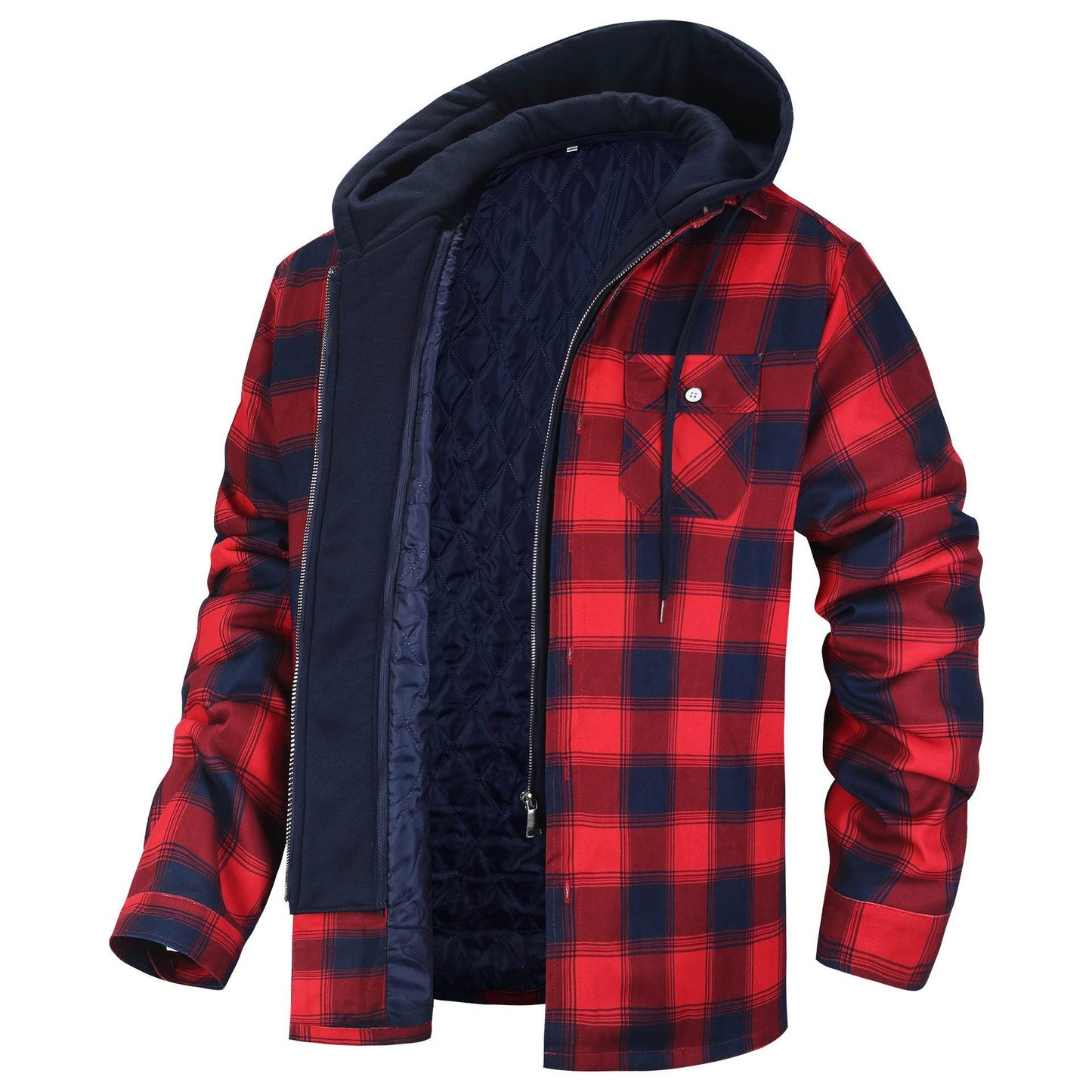Men's Thick Plaid Hooded Jacket - Stylish Cardigan, Loose Fit for Winter - Buy Center