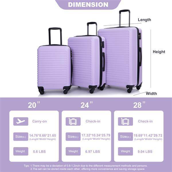 3-Piece ABS Luggage Set with TSA Lock & 360° Spinner Wheels - Buy Center