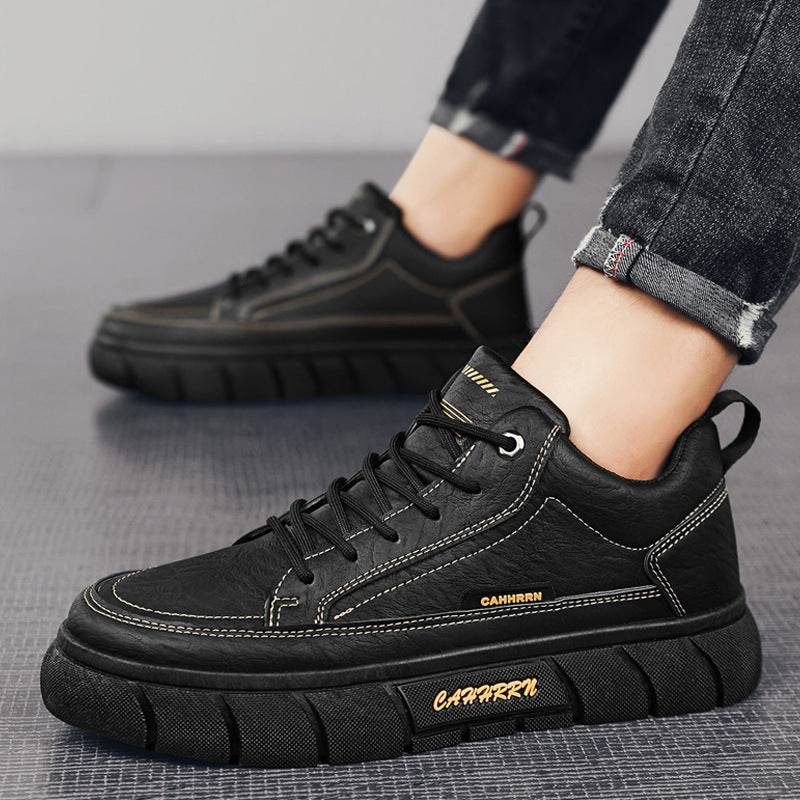 Men's Casual Leather Shoes - Height Increasing Thick Bottom Design - Buy Center