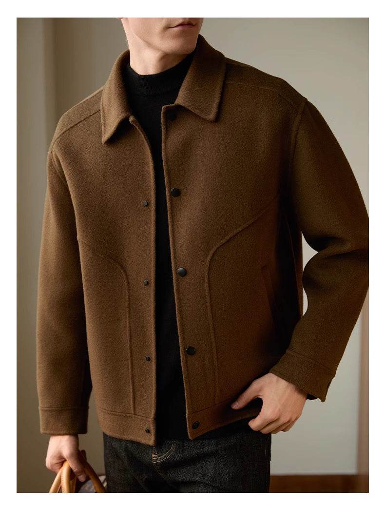 Men's Woolen Coat - Stylish Double-Faced Jacket for Autumn & Winter - Buy Center